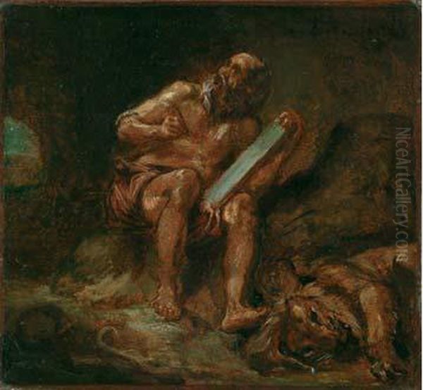  Saint Jerome  Oil Painting by Eugene Delacroix