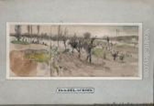 A Wooded River Landscape Oil Painting by Eugene Delacroix