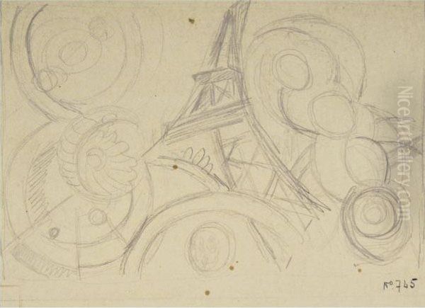 Air Fer Eau Oil Painting by Robert Delaunay