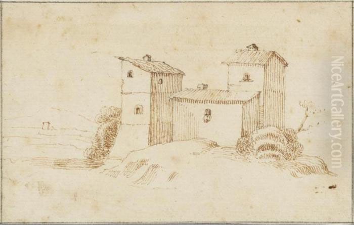Etude De Btiment Dans Un Paysage Oil Painting by Stefano della Bella