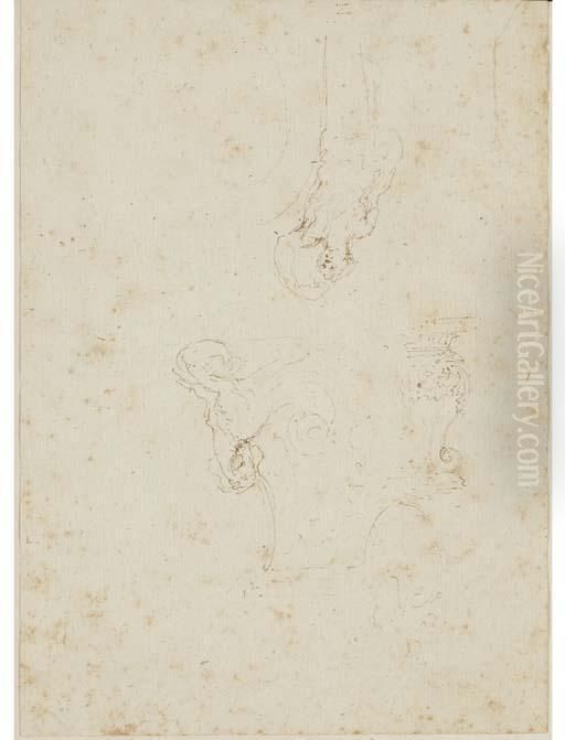 Four Leaves From A Small Album 
And Three Further Drawings,depicting Figures, Landscapes, Horses And 
Carriages And A Hat Oil Painting by Stefano della Bella