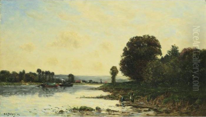 Laundresses Oil Painting by Hippolyte Camille Delpy
