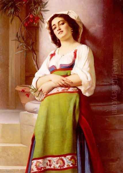 L'Italienne (Italian Woman) Oil Painting by Charles Zacharie Landelle