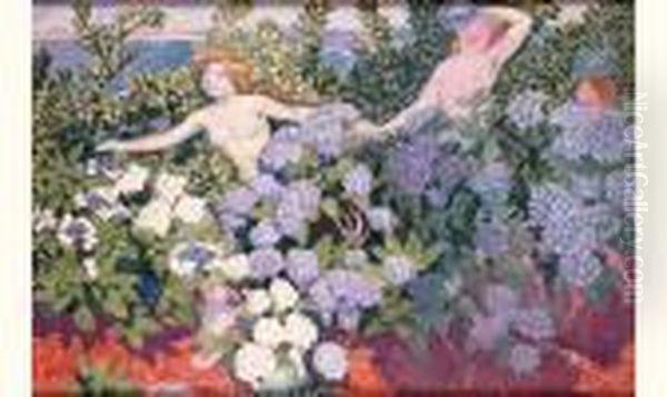 Nymphes Des Hortensias Oil Painting by Maurice Denis