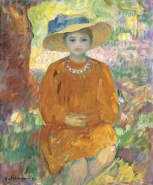 Nono au chapeau de paille Oil Painting by Henri Lebasque