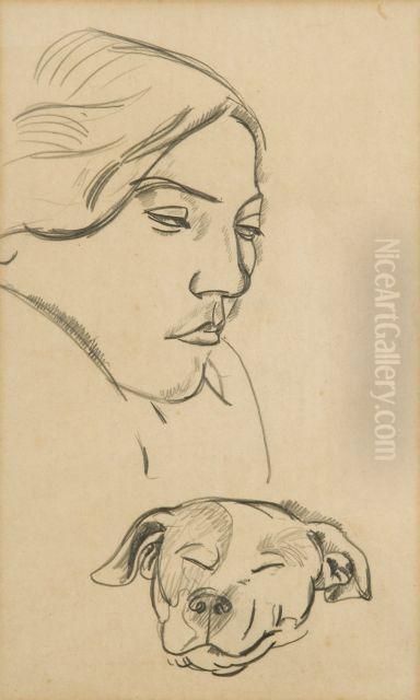 Femme Au Chien, Etude Oil Painting by Andre Derain