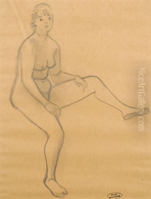 Nu Assis En Bordure De Lit Oil Painting by Andre Derain