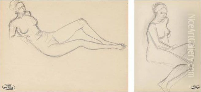 Femme Allongee, Femme Assise Oil Painting by Andre Derain