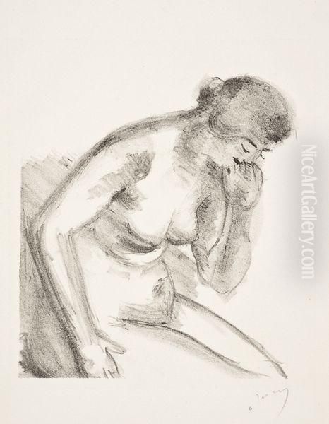 Nu Assis, Penche Vers La Droite Oil Painting by Andre Derain