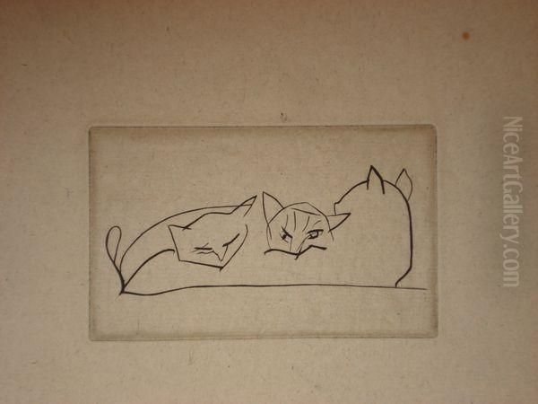 Chatte Et Ses Chatons Oil Painting by Andre Derain