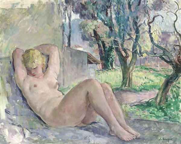 Nu assis dans un jardin Oil Painting by Henri Lebasque