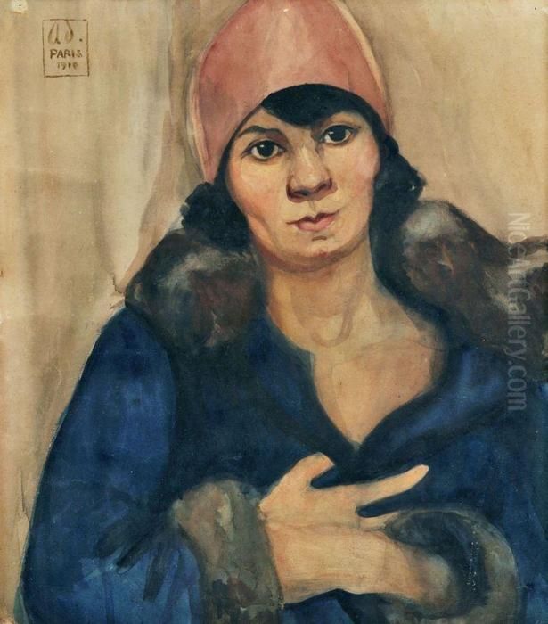 Zena V Modrom Oil Painting by Andre Derain