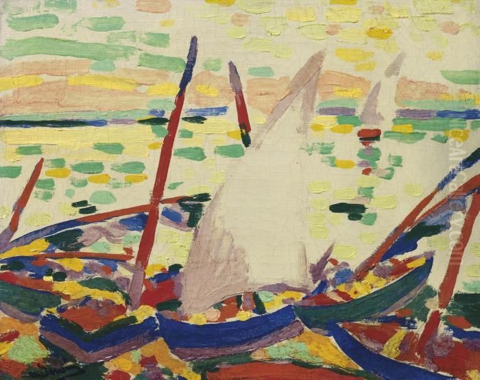 Bateaux Sur La Plage A Collioure Oil Painting by Andre Derain