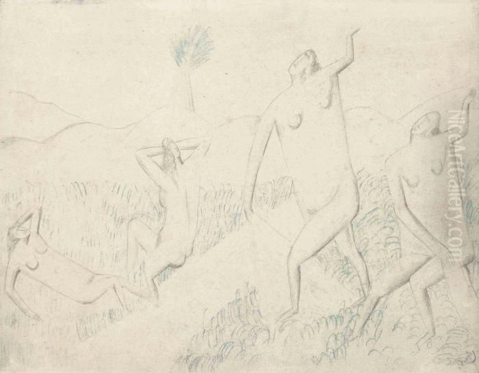 Quatre Femmes Nues Dans Un Paysage Oil Painting by Andre Derain