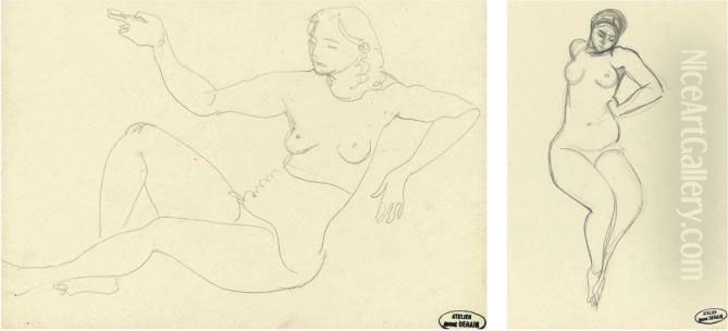 Nu Stamped With The Artist's Oil Painting by Andre Derain