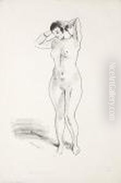 Nu, Les Mains A La Nuque Oil Painting by Andre Derain