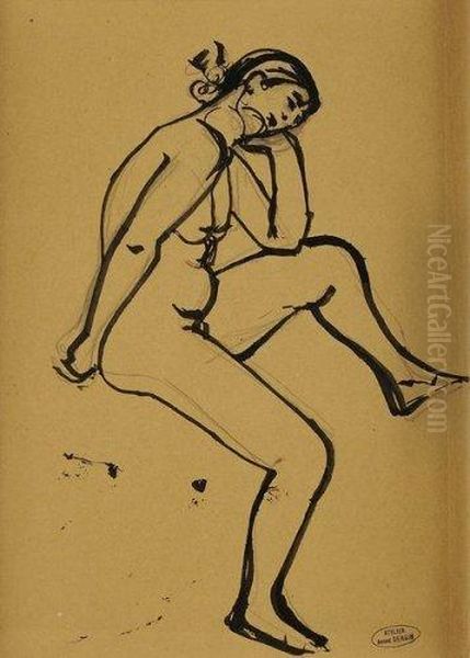 Etude De Nu (l'egerie D'un Fauve?) Oil Painting by Andre Derain