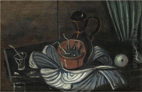 Pichet, Verre Et Coupe De Fruits Oil Painting by Andre Derain