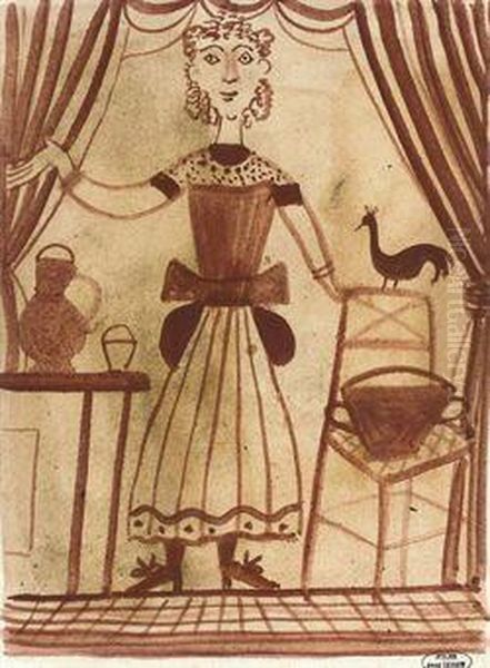 Femme A L'oiseau Oil Painting by Andre Derain