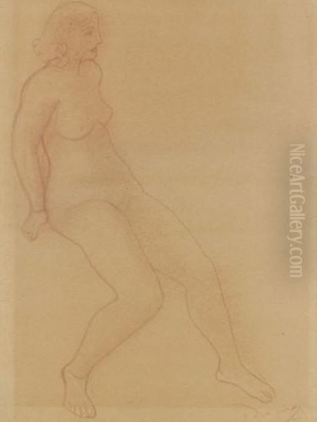 Nu Assis Tourne Vers La Droite Oil Painting by Andre Derain