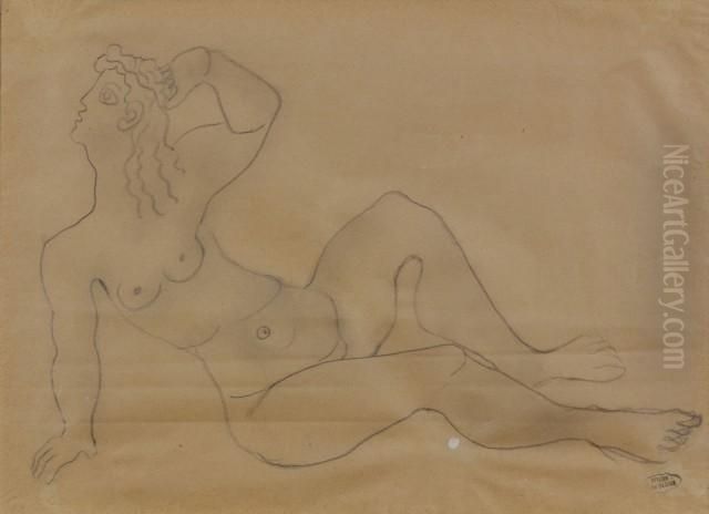 Nu Assis Oil Painting by Andre Derain