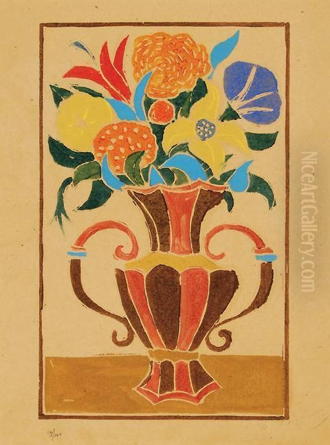 Bouquet De Fleurs Dans Un Vase Oil Painting by Andre Derain