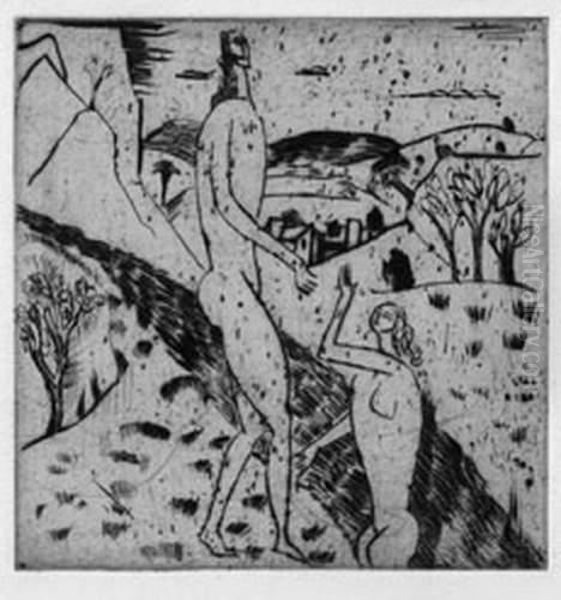 Couple Au Bord Du Torrent, Gers Oil Painting by Andre Derain