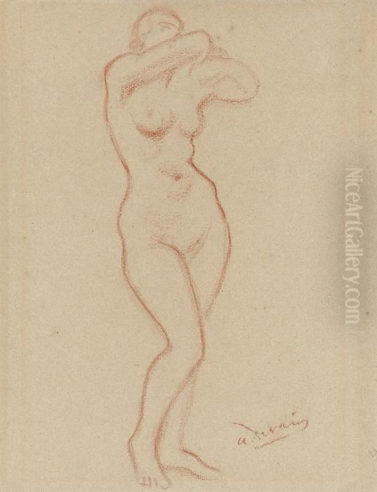 Nu Aux Bras Leves Oil Painting by Andre Derain