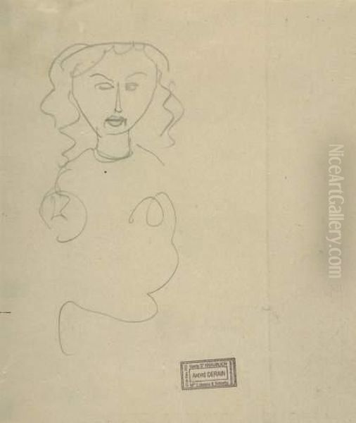 Figurliche Skizzen - Kopfstudie Mit Hahn Oil Painting by Andre Derain