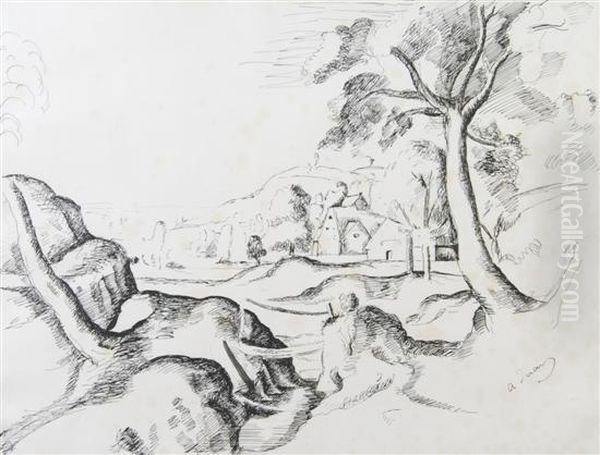 Paysage Oil Painting by Andre Derain