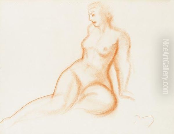 Nu Assis Oil Painting by Andre Derain