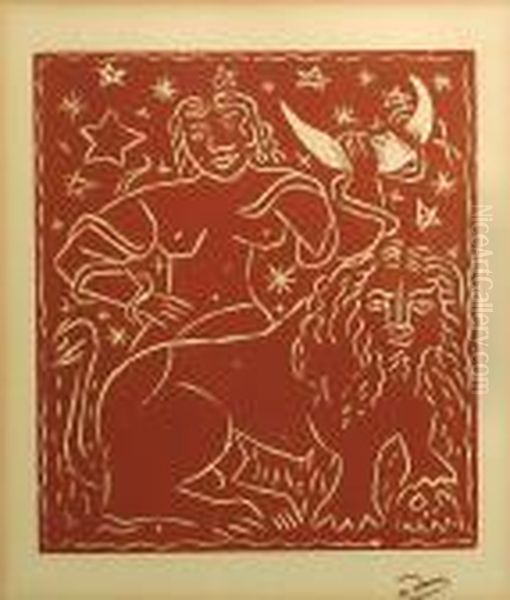 Woman And Lion Oil Painting by Andre Derain