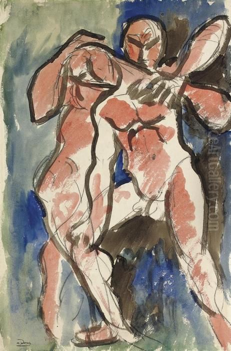Les Lutteurs Oil Painting by Andre Derain