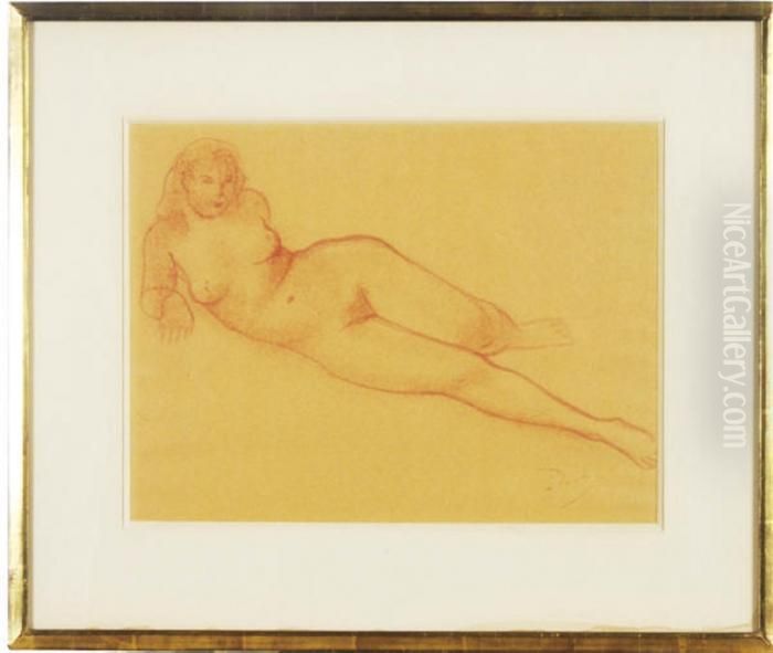 Reclining Nude Oil Painting by Andre Derain