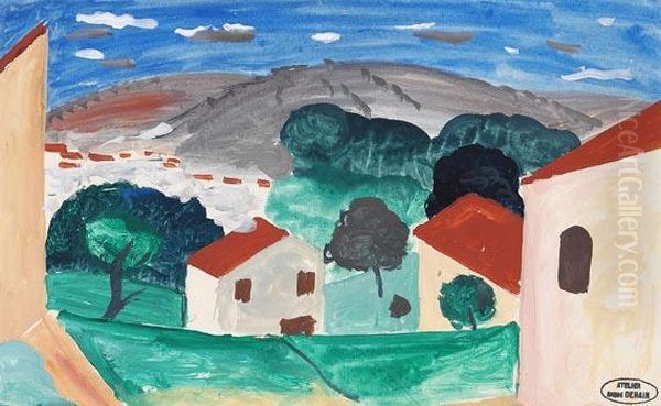 Paysage Avec Maison Rose Oil Painting by Andre Derain
