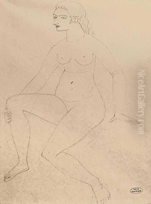 Femme Nueassise Oil Painting by Andre Derain