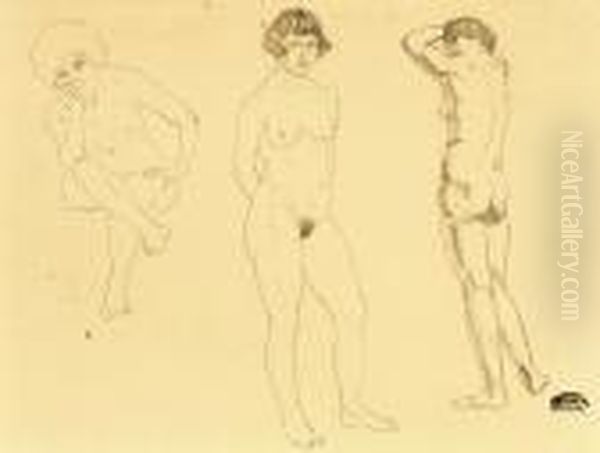 Three Figures (two Standing, One Seated) Oil Painting by Andre Derain