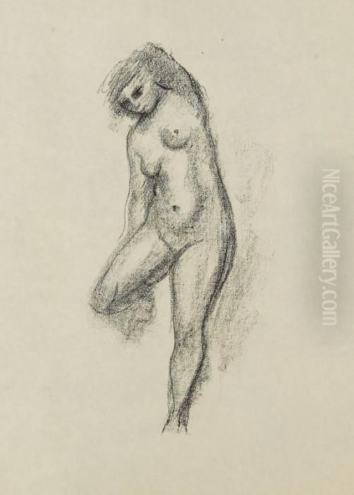 Femme Nue Penchee, La Main Droite Sur Le Pied Droit Oil Painting by Andre Derain