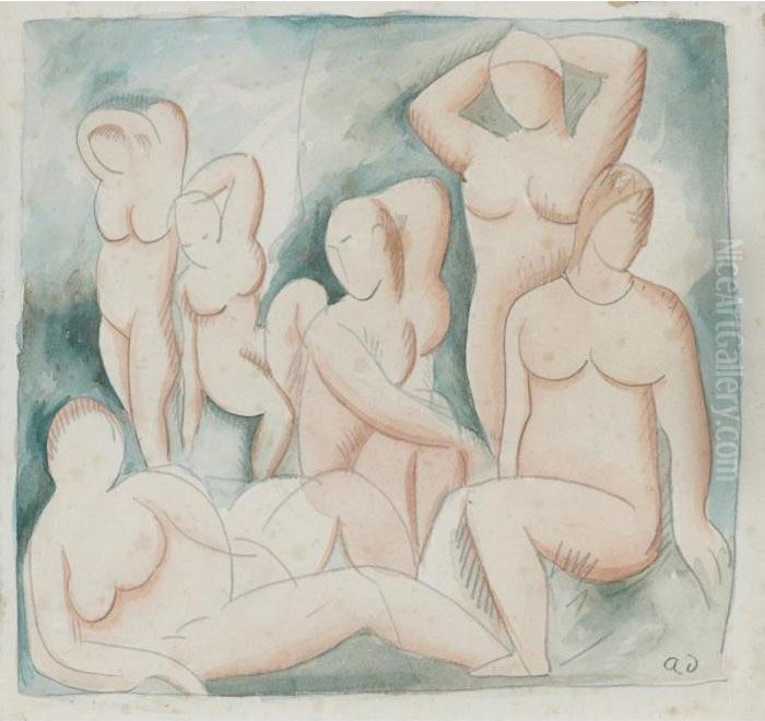 Etude De Nus Oil Painting by Andre Derain