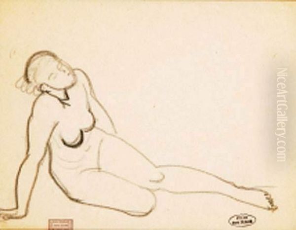 Modele Nu Allonge Oil Painting by Andre Derain