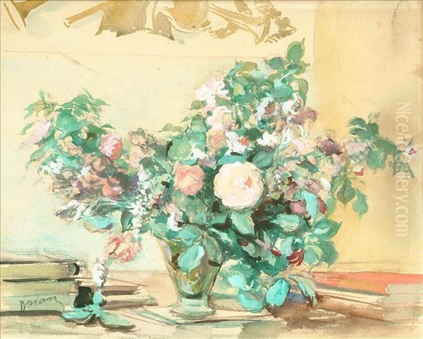 Stilllife Of Flowers On A Desk Oil Painting by Andre Derain