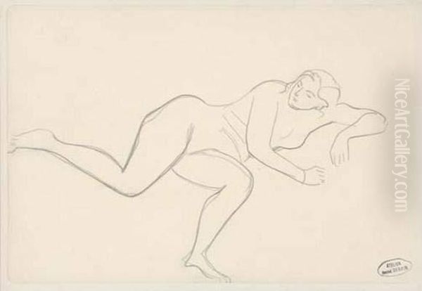 Femme Nue Couchee Oil Painting by Andre Derain