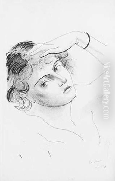 Visage De Femme, Appuyee Sur Sa Main Oil Painting by Andre Derain