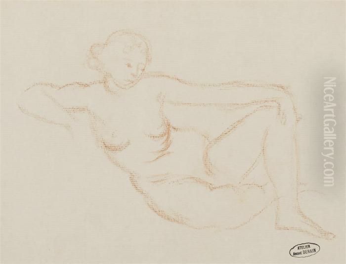 Femme Nue Accoudee Oil Painting by Andre Derain