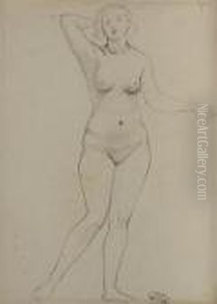 French, - Standing Femalenude Oil Painting by Andre Derain