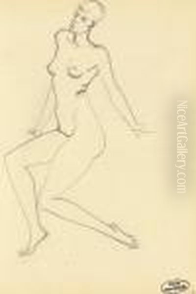 Nue Assise Oil Painting by Andre Derain