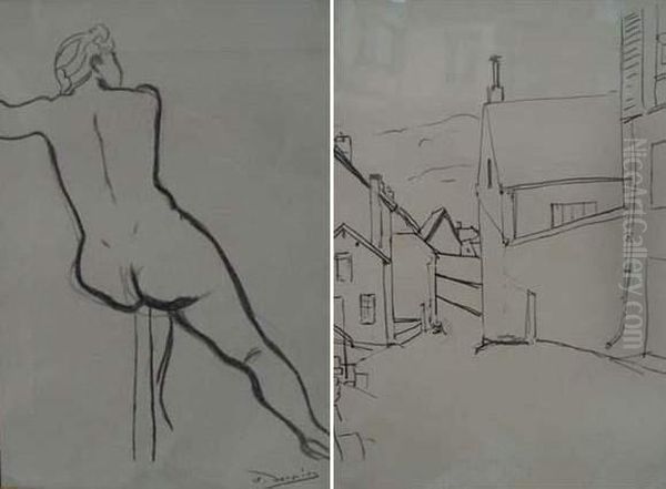 Dessin Double Face : Nu Feminin Et Ruelle De Village Oil Painting by Andre Derain