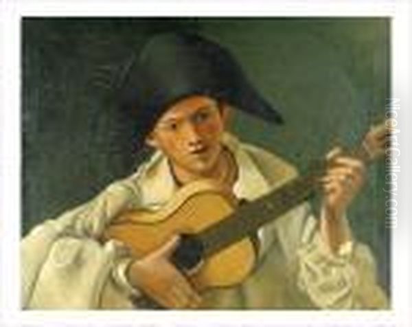 L'arlequin Guitariste, Vers 1930 Oil Painting by Andre Derain