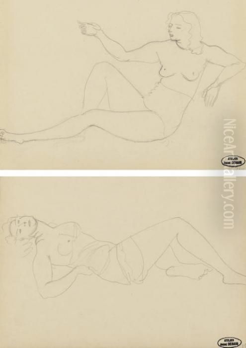 Femme Nue Assise Oil Painting by Andre Derain