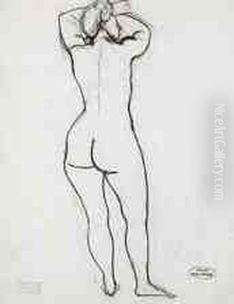 Nu Debout, De Dos. Oil Painting by Andre Derain